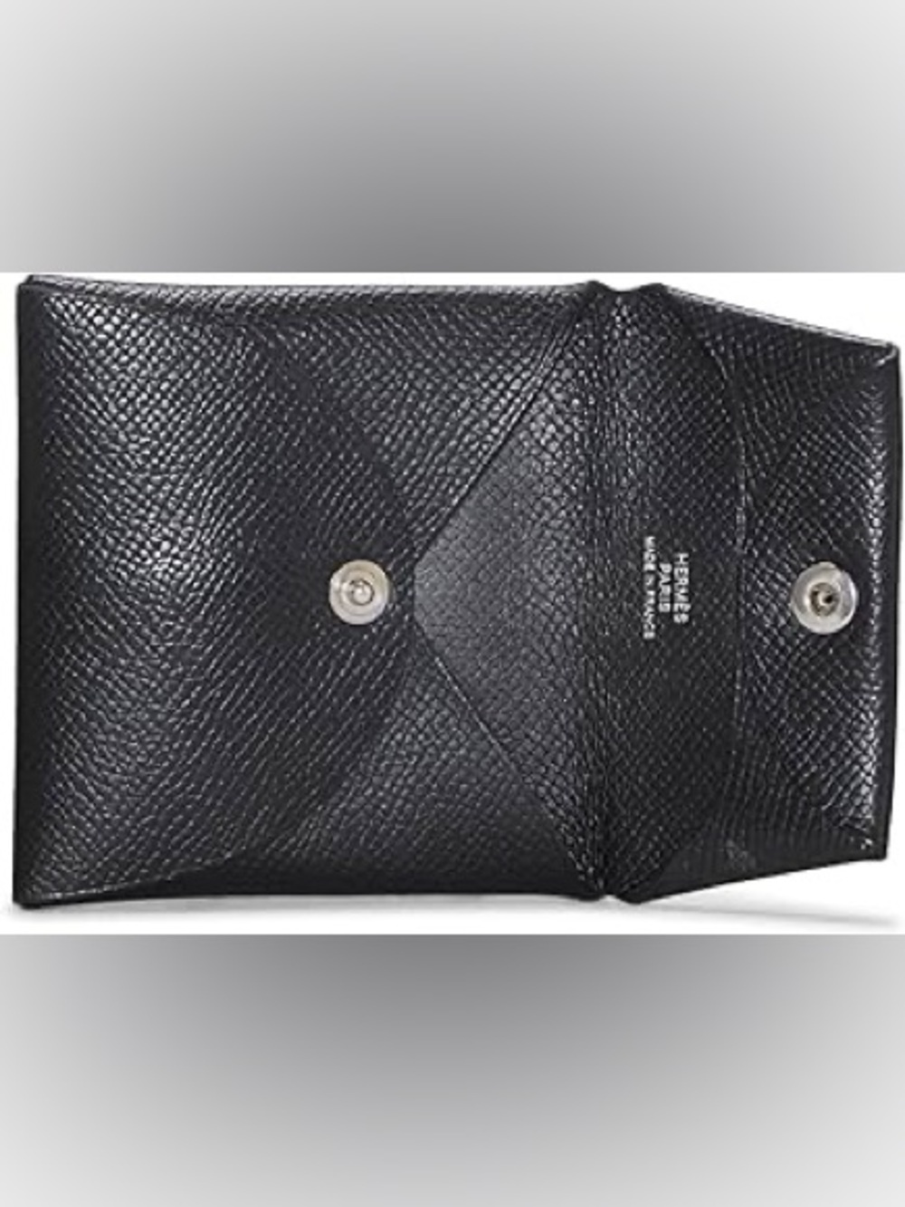 Hermès Black Textured Leather Envelope Wallet